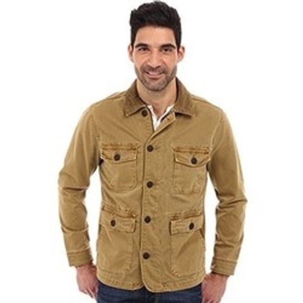 Lucky Brand Mens Sky valley Barn Coat Tan Khaki Corduroy Collar Utility Coat L